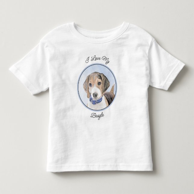 Beagle Painting - Cute Original Dog Art Toddler T-Shirt (Front)