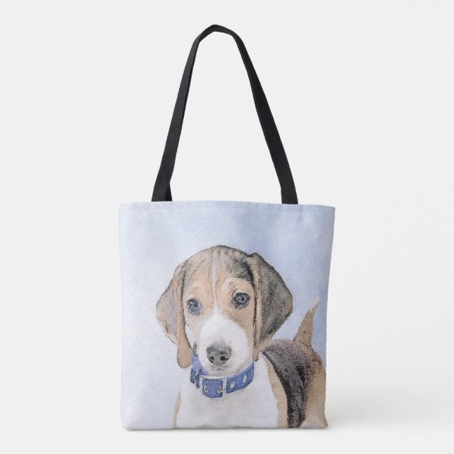 Beagle Painting - Cute Original Dog Art Tote Bag (Back)