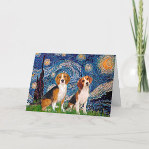 Beagle Pair - Starry Night Card