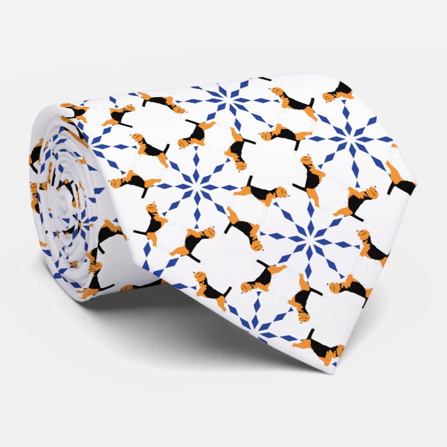 Beagle Pattern blue Tie (Rolled)