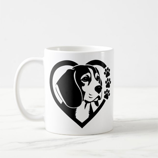 Beagle Paw Heart Coffee Mug (Left)