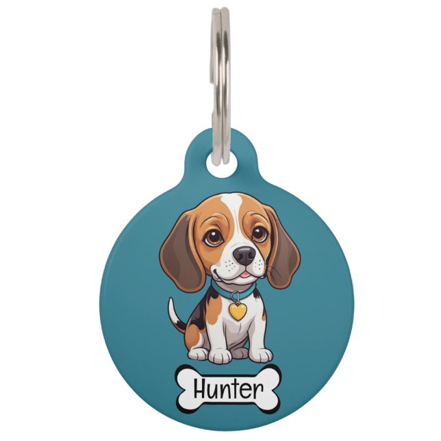 Beagle Personalise Pet ID Tag (Front)