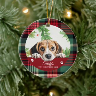 Beagle Personalised First Christmas Ceramic Ornament