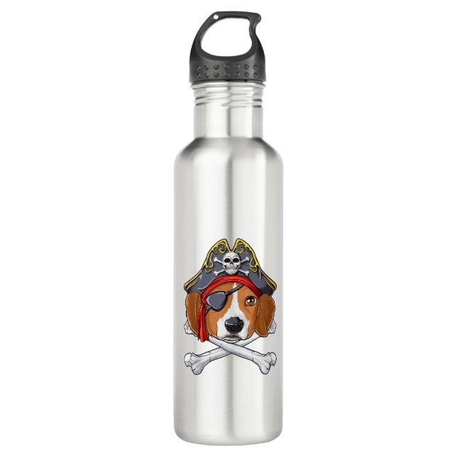 Beagle Pirate Costume Jolly Roger Flag Skull Cross 710 Ml Water Bottle (Front)