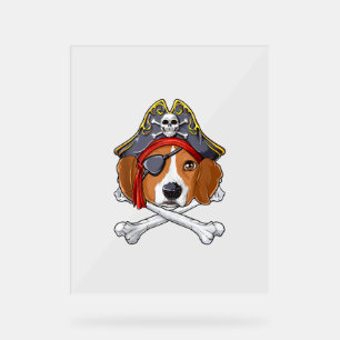 Beagle Pirate Costume Jolly Roger Flag Skull Cross Acrylic Sign