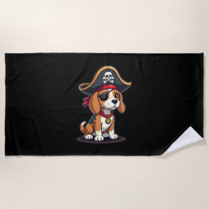 Beagle Pirate Costume Jolly Roger Flag Skull Cross Beach Towel