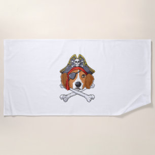 Beagle Pirate Costume Jolly Roger Flag Skull Cross Beach Towel