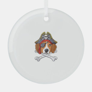Beagle Pirate Costume Jolly Roger Flag Skull Cross Glass Tree Decoration
