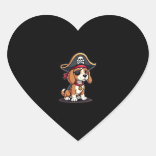 Beagle Pirate Costume Jolly Roger Flag Skull Cross Heart Sticker
