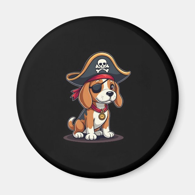 Beagle Pirate Costume Jolly Roger Flag Skull Cross Magnet (Front)