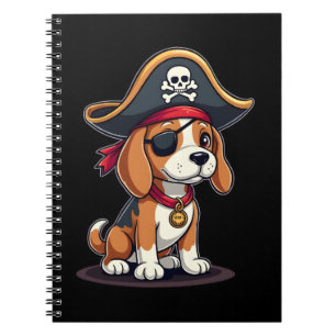 Beagle Pirate Costume Jolly Roger Flag Skull Cross Notebook