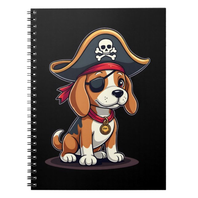 Beagle Pirate Costume Jolly Roger Flag Skull Cross Notebook (Front)