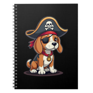 Beagle Pirate Costume Jolly Roger Flag Skull Cross Notebook