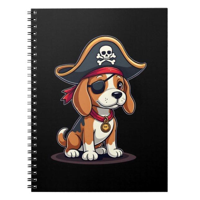 Beagle Pirate Costume Jolly Roger Flag Skull Cross Notebook (Front)