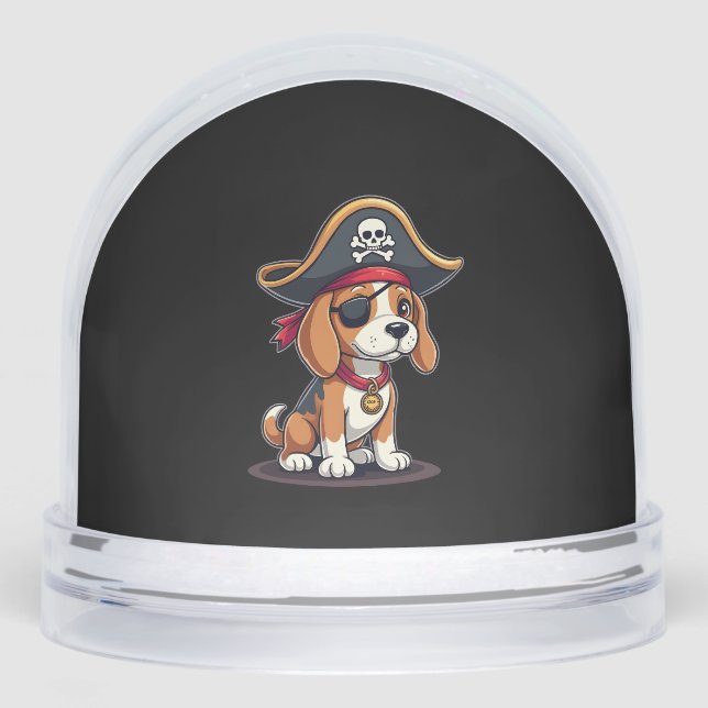 Beagle Pirate Costume Jolly Roger Flag Skull Cross Snowglobe (Front)