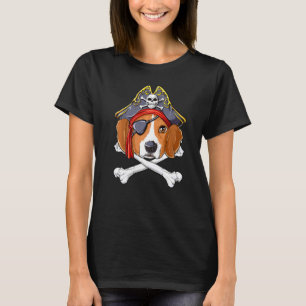 Beagle Pirate Costume Jolly Roger Flag Skull Cross T-Shirt