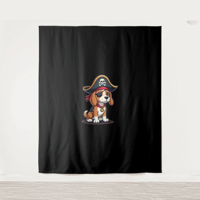 Beagle Pirate Costume Jolly Roger Flag Skull Cross Tapestry (Front)