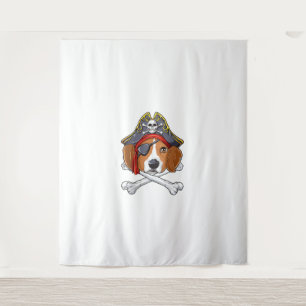 Beagle Pirate Costume Jolly Roger Flag Skull Cross Tapestry