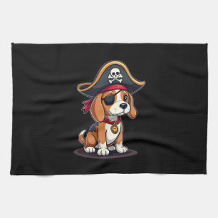Beagle Pirate Costume Jolly Roger Flag Skull Cross Tea Towel