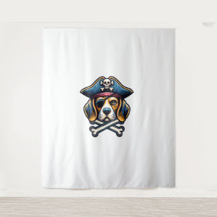 Beagle Pirate Costume Skull Crossbones Dog Lovers  Tapestry