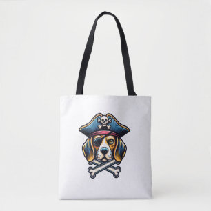 Beagle Pirate Costume Skull Crossbones Dog Lovers Tote Bag
