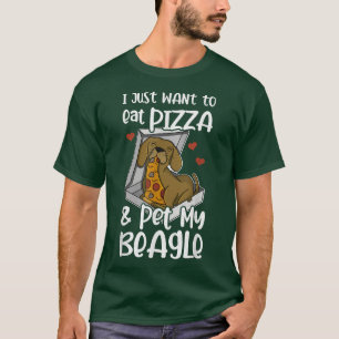 Beagle Pizza Walk Dog Owner Lover Puppy 182 T-Shirt