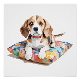 Beagle Playful Adorable Cut Animal Colourful Funny Poster