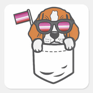 Beagle Pocket Dog LGBT Lesbian Flag Gay Pride Ally Square Sticker