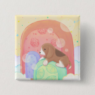 Beagle & Popsicles 15 Cm Square Badge