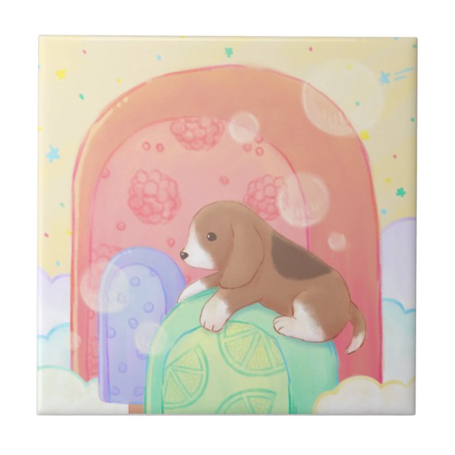 Beagle & Popsicles Ceramic Tile (Front)