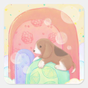 Beagle & Popsicles Square Sticker