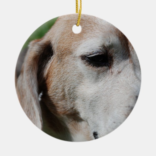 beagle portrait ceramic tree decoration (Front)