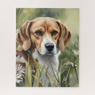 Beagle portrait in grass jigsaw puzzle