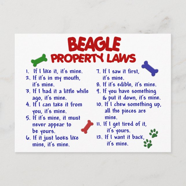 BEAGLE Property Laws 2 Postcard (Front)