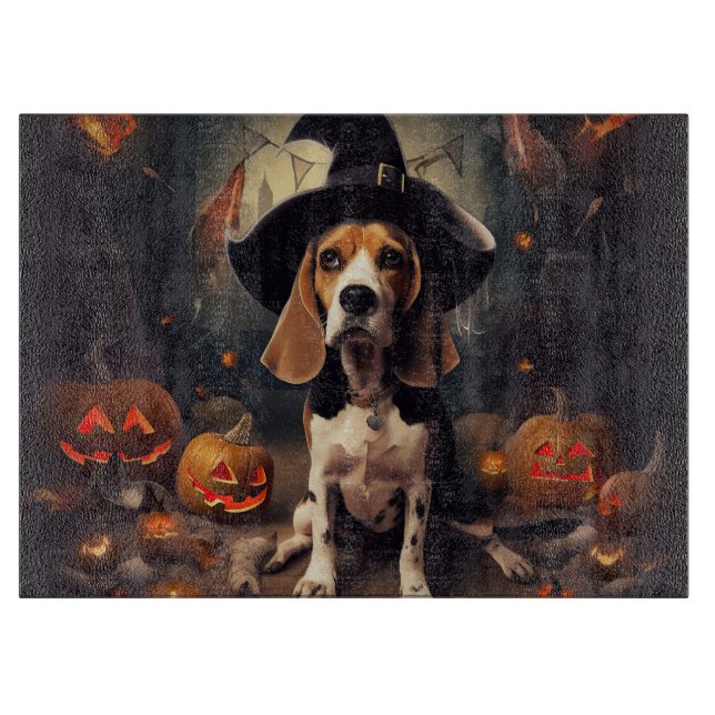 Beagle Pumpkins Halloween Scary Cutting Board (Front)