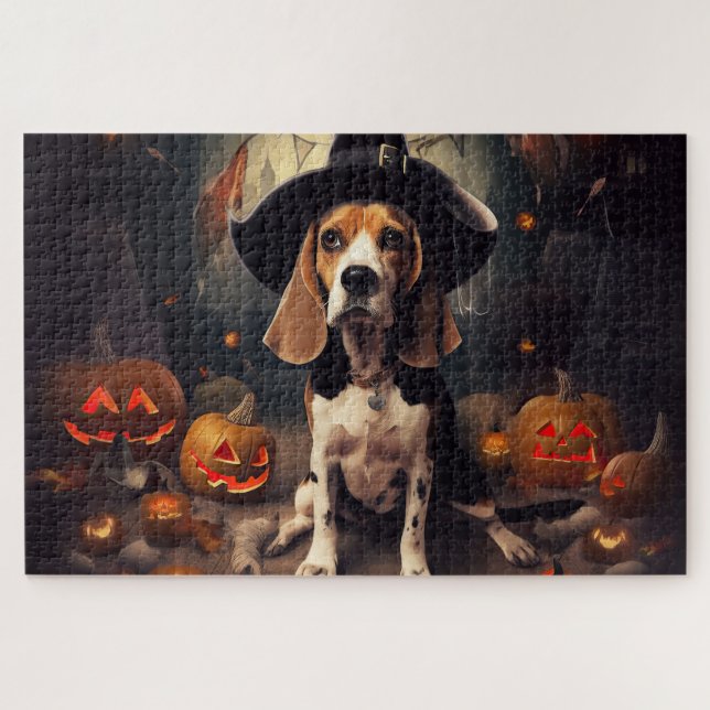 Beagle Pumpkins Halloween Scary Jigsaw Puzzle (Horizontal)