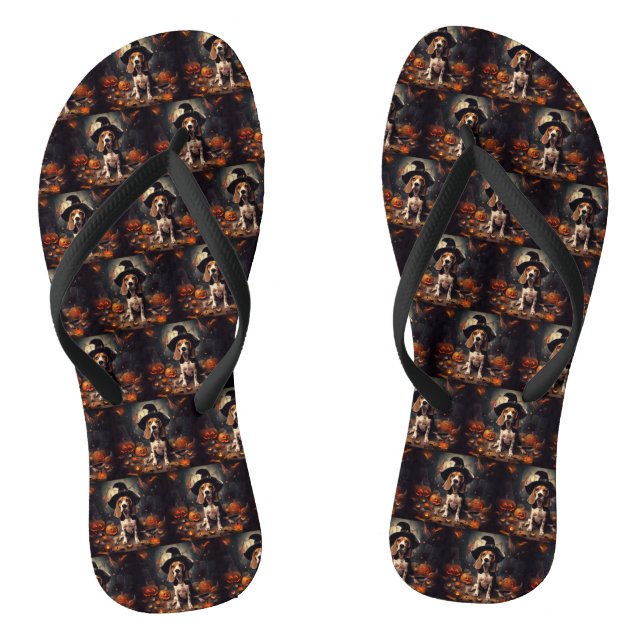 Beagle Pumpkins Halloween Scary Thongs (Footbed)