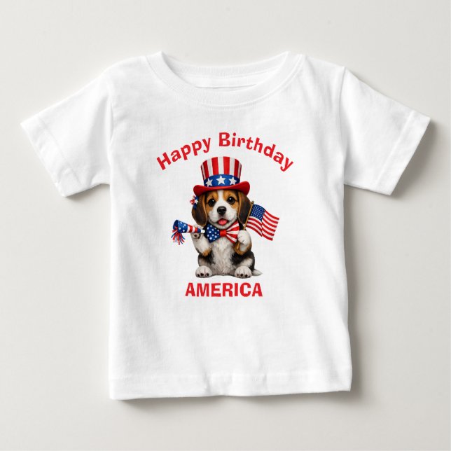 Beagle Puppy (2s) Patriotic Kid T-Shirt (Front)