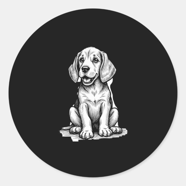 Beagle puppy adorable, family Animal lover Tank To Classic Round Sticker (Front)
