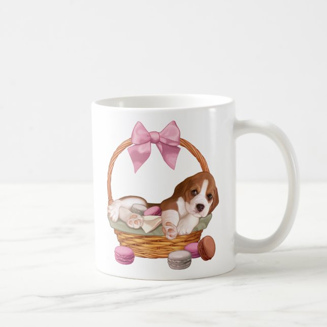 Beagle puppy and macaroons coffee mug (Right)