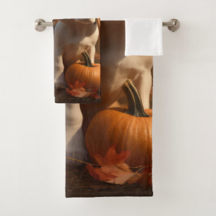 Beagle Puppy Autumn Delight Pumpkin Bath Towel Set