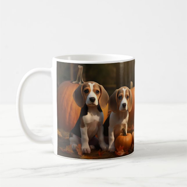 Beagle Puppy Autumn Delight Pumpkin  Coffee Mug (Left)
