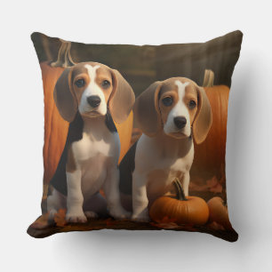 Beagle Puppy Autumn Delight Pumpkin Cushion
