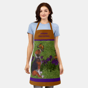 Beagle Puppy Butterflies Dog Art Personalised Apron