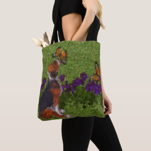 Beagle Puppy Butterflies Dog Art Photo Painting  Tote Bag