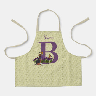 Beagle Puppy Butterflies Monogram Initial B Name Apron