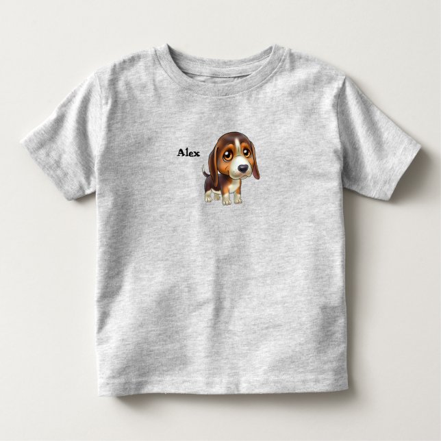 Beagle Puppy Cartoon Toddler T-Shirt (Front)