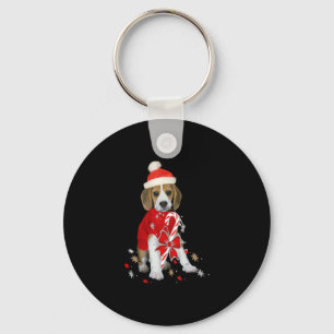 Beagle Puppy Christmas Baby Bodysuit Key Ring