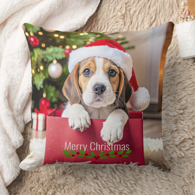 Beagle Puppy Christmas Design, Cushion (Blanket)