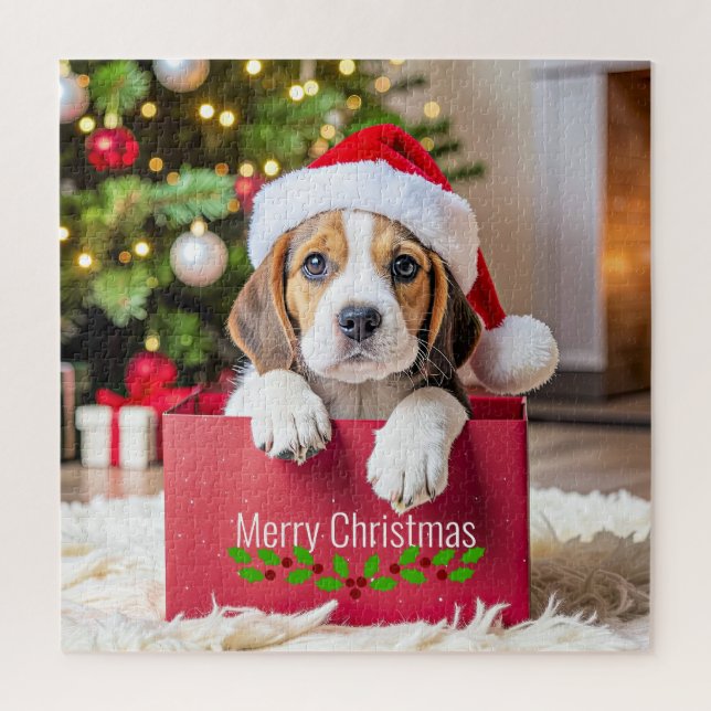 Beagle Puppy Christmas Design, Jigsaw Puzzle (Vertical)